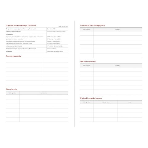 Kalendarz nauczyciela książkowy (terminarz) B5TN060B- Wydawnictwo Wokół Nas 2024/2025 B5 PCV bezbarwny B5 (modern) Wydawnictwo Wokół Nas