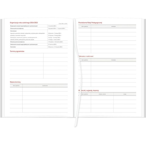 Kalendarz nauczyciela książkowy (terminarz) KRAFT Z GUMKĄ czerwony Wydawnictwo Wokół Nas 2024/2025 B5 tygodniowy B5 (B5TN067B-) Wydawnictwo Wokół Nas