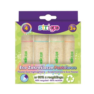 Zakreślacz Strigo PASTELOWE kpl 4 szt ekologiczna obudowa 5905658801182 mix 1,0-5,0mm (SSC342) Strigo