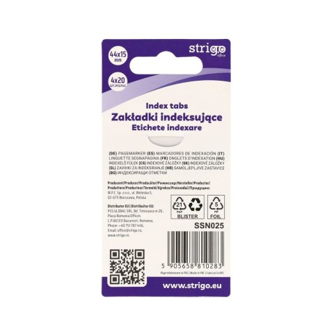 Zakładki indeksujące Strigo łapki 44x15mm x4bl 5905658810283 80k [mm:] 44x15 (SSN025) Strigo