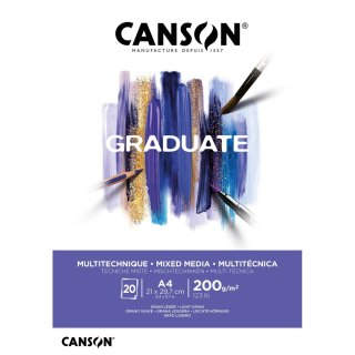 Blok rysunkowy Canson Mix Media Graduate A4 biały 200g 20k (400110377) Canson