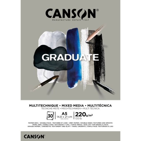 Blok rysunkowy Canson Mix Media Graduate A5 220g 20k (400110370) Canson