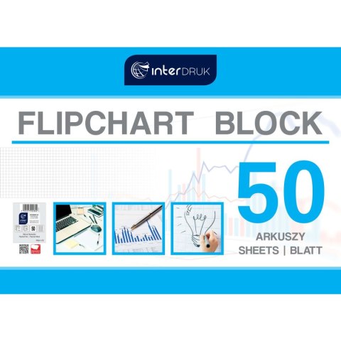 Blok do tablic flipchart Interdruk 50k. 70g krata [mm:] 1000x640 (FLI50#) Interdruk