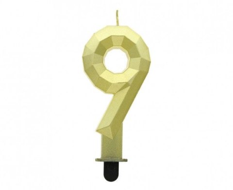 Świeczka urodzinowa Godan cyferka 9 - Diament, metalik złoty, 7.6 cm (PF-SDZ9) Godan Świeczka urodzinowa Godan cyferka 9 - Diament, metalik złoty, 7.6 cm (PF-SDZ9) Godan