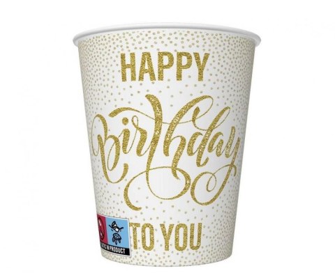 Kubek jednorazowy Godan Happy Birthday Dotted Gold papier 250ml (KM01_OG_055101) Godan