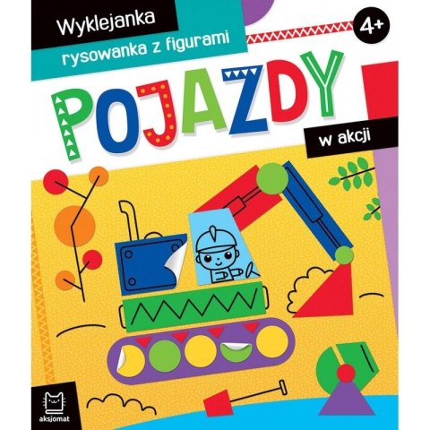 Książeczka edukacyjna Aksjomat Pojazdy w akcji. Wyklejanka, rysowanka z figurami 4+ Aksjomat