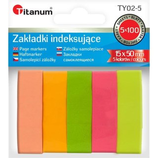 Zakładka indeksująca papierowa 15x50mm 5 kolorów fluo Titanum