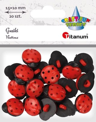 Guziki Titanum Craft-Fun Series plastikowe biedronka 1,5x1cm 20 szt (24BR0202-24) Titanum