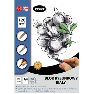 Blok rysunkowy Rexus biały premium A4 biały 20k (5154) Rexus