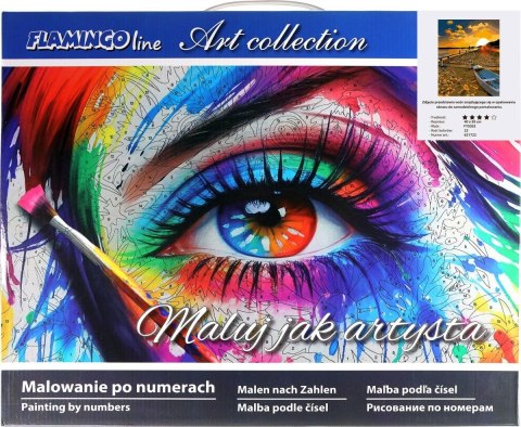 Zestaw kreatywny Flamingo Line Malowanie po numerach 40x50cm Zachód słońca nad morzem, plaża z łodzią (fys025) Flamingo Line Zestaw kreatywny Flamingo Line Malowanie po numerach 40x50cm Zachód słońca nad morzem, plaża z łodzią (fys025) Flamingo Line
