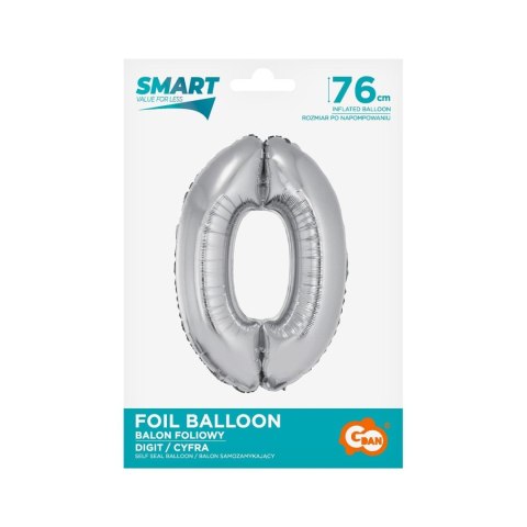 Balon foliowy Godan Smart cyfra 0 srebrna 76cm (CH-SSR0) Godan