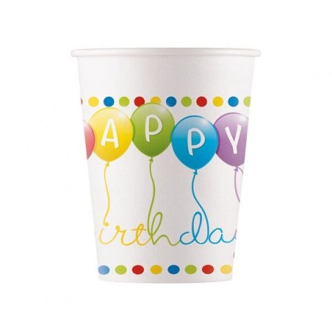 Kubek jednorazowy Godan Birthday Streamers papier 200ml (93461) Godan