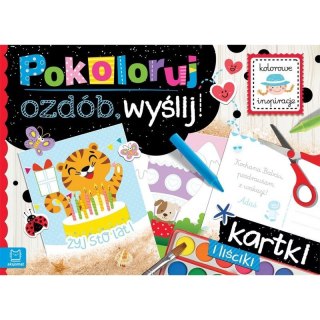 Książeczka edukacyjna Aksjomat Pokoloruj, ozdób, wyślij. Kartki i liściki (2910) Aksjomat