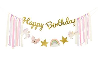 Baner Partydeco Happy Birthday Jednorożec, 230x17.5 cm (GRL120) Partydeco