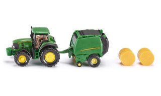 Traktor SIKU John Deere z prasą Farmer (S1665) SIKU