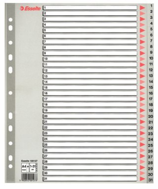 Przekładka numeryczna Esselte A4 szara 31k 1-31 (100127) Esselte