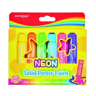 Farby plakatowe Keyroad w sztyfcie neon kolor: mix 6 kolor. (KR972649) Keyroad