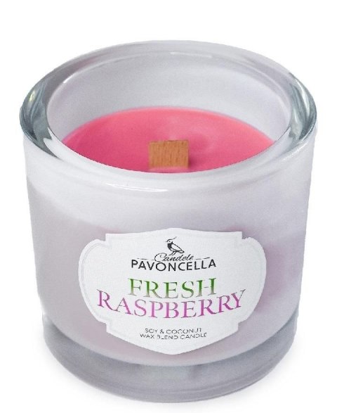 Świeczka ozdobna Pavoncella Classico Fresh Raspberry biała 170g (5905711530967) Pavoncella