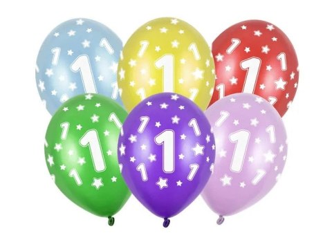 Balon gumowy Partydeco 1st Birthday, Metallic Mix mix 300mm (SB14M-001-000) Partydeco