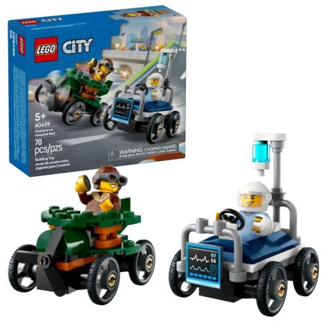 Klocki konstrukcyjne Lego City Zestaw wyścigówek: samolot kontra łóżko szpitalne (60459) Lego