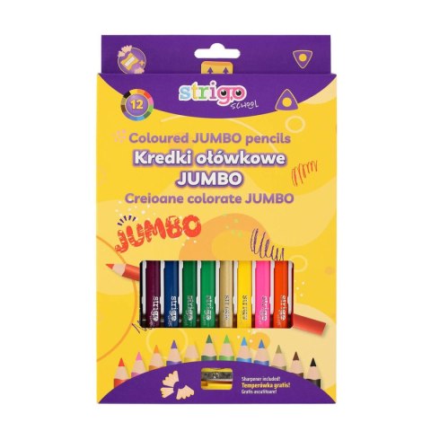 Kredki ołówkowe Strigo trójkątne z temperówką 12k JUMBO 5905658810696 12 kol. (SSC353) Strigo Kredki ołówkowe Strigo trójkątne z temperówką 12k JUMBO 5905658810696 12 kol. (SSC353) Strigo
