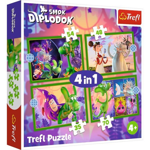 Puzzle Trefl Świat Smoka Diplodoka 4w1 el. (34663) Trefl Puzzle Trefl Świat Smoka Diplodoka 4w1 el. (34663) Trefl