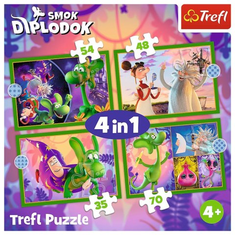 Puzzle Trefl Świat Smoka Diplodoka 4w1 el. (34663) Trefl Puzzle Trefl Świat Smoka Diplodoka 4w1 el. (34663) Trefl