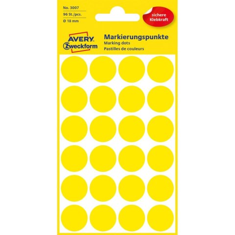 Etykieta do oznaczania Zweckform żółta kropki 18mm żółty [mm:] 18 (3007) Zweckform