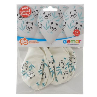 Balon gumowy Godan Hel Panda i Bambus 13 cali, 5 sztuk biała 13cal (GS120/859) Godan