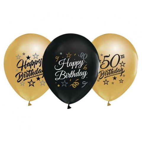 Balon gumowy Godan 50th Birthday czarno złote czarny 300mm 12cal (GP-ZC50) Godan Balon gumowy Godan 50th Birthday czarno złote czarny 300mm 12cal (GP-ZC50) Godan