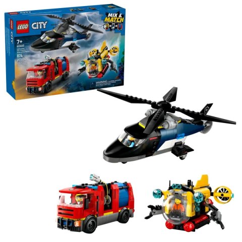 Klocki konstrukcyjne Lego City Zestaw z helikopterem, wozem strażackim i łodzią podwodną (60462) Lego Klocki konstrukcyjne Lego City Zestaw z helikopterem, wozem strażackim i łodzią podwodną (60462) Lego