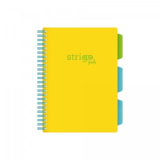Kołozeszyt (kołobrulion) Strigo NEON żółty A5 100k. 80g krata (PADS017) Strigo