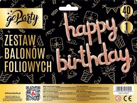 Balon foliowy Antella zestaw balonów 13 elementów Happy Birthday rose gold Antella