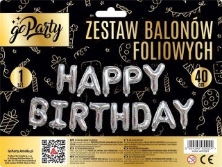 Balon foliowy Antella zestaw balonów 13 elementów Happy Birthday srebrne Antella