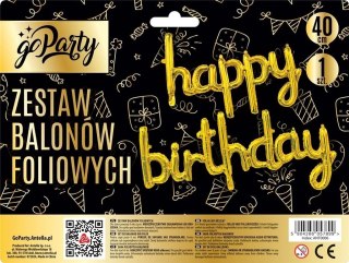Balon foliowy Antella zestaw balonów 13 elementów Happy Birthday złote Antella