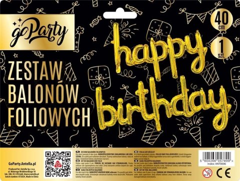 Balon foliowy Antella zestaw balonów 13 elementów Happy Birthday złote Antella