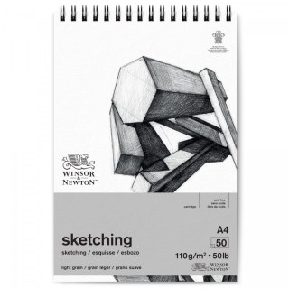 Blok artystyczny Winsor Szkicownik ze spiralą Sketching A4 110g 50k [mm:] 210x297 (6672002) Winsor