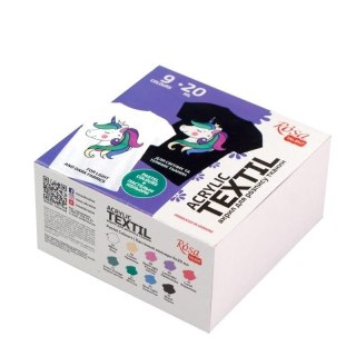 Farba do tkanin Rosa 9 kolorów kolor: mix 20ml Rosa