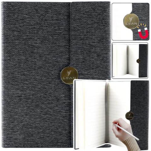 Notes Lean Biurowy Na Magnes Notatnik Z Obiciem Czarny A5 95k. linia [mm:] 210x150 (20682) Lean