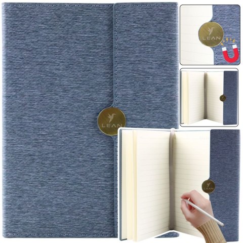 Notes Lean Biurowy Na Magnes Notatnik Z Obiciem Szary A5 95k. linia [mm:] 210x150 (20685) Lean