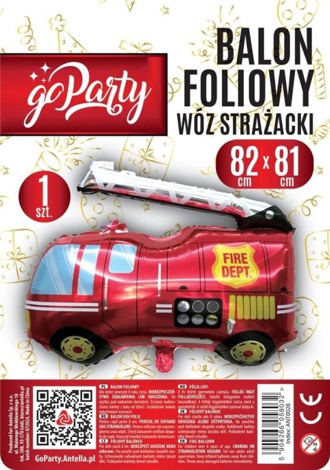 Balon foliowy Antella Wóz strażacki 82x81cm Antella Balon foliowy Antella Wóz strażacki 82x81cm Antella