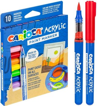 Marker specjalistyczny Carioca aktylowy z pędzelkiem 10 kol. (160-2550) Carioca