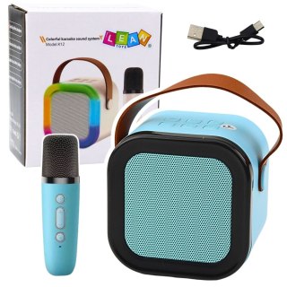 Mikrofon zabawkowy Lean Zestaw Karaoke Głośnik Mikrofon Bezprzewodowy K12 RGB Bluetooth Niebieski (24549) Lean