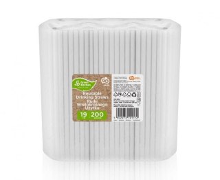 Słomka Godan wielokrotnego użytku, białe, 7,5x190 mm/ 200 szt. 200 szt (RW-BI02) Godan