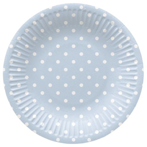 Talerz jednorazowy Paw Dots Light Blue tektura śr. 180mm 8 szt (PPD8002205) Paw