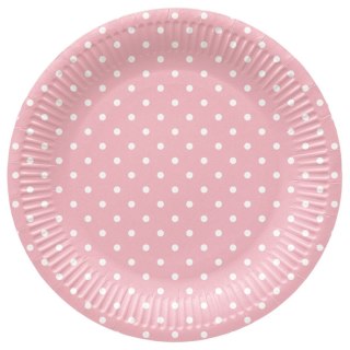 Talerz jednorazowy Paw Dots Light Pink tektura śr. 230mm 8 szt (PPL8002204) Paw
