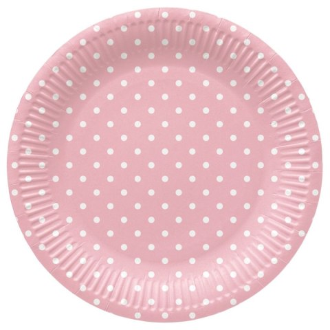 Talerz jednorazowy Paw Dots Light Pink tektura śr. 230mm 8 szt (PPL8002204) Paw