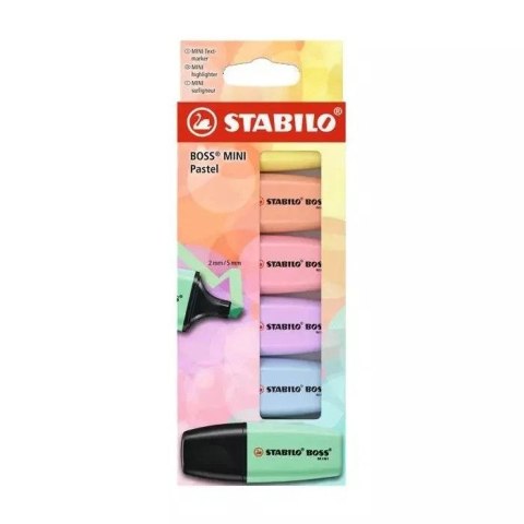 Zakreślacz Stabilo BOSS MINI PASTEL 6SZT mix 2-5mm (07/6-2-01) Stabilo Zakreślacz Stabilo BOSS MINI PASTEL 6SZT mix 2-5mm (07/6-2-01) Stabilo