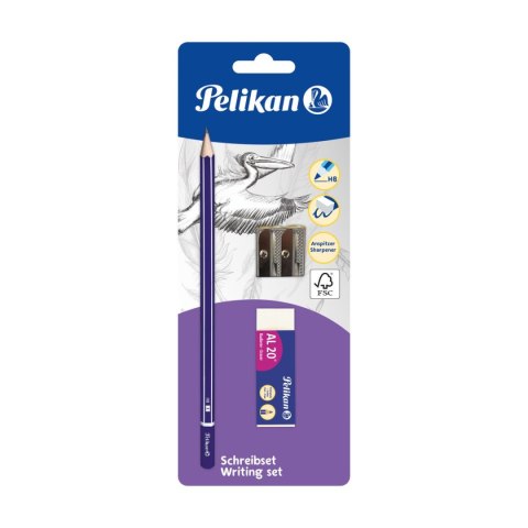 Ołówek Pelikan zestaw + temperówka + gumka do ścierania HB (100401652) Pelikan Ołówek Pelikan zestaw + temperówka + gumka do ścierania HB (100401652) Pelikan