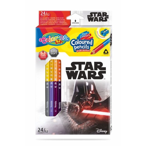 Kredki ołówkowe Patio Disney Star Wars dwukolorowe 12 szt 24 kol. (89465PTR) Patio
